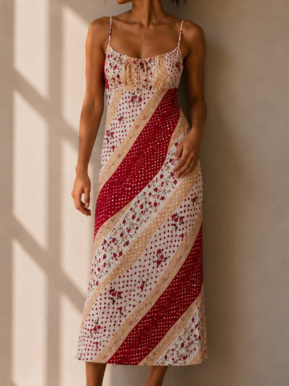Vintage Garage Rose & Polkadot Midi Dress
